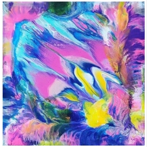 Hand Crafted Abstract Design 12x12 Inches Canvas Picture - Picture 2 of 4